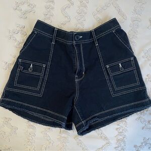 SO black with white stitching high rise utility shorts size medium
